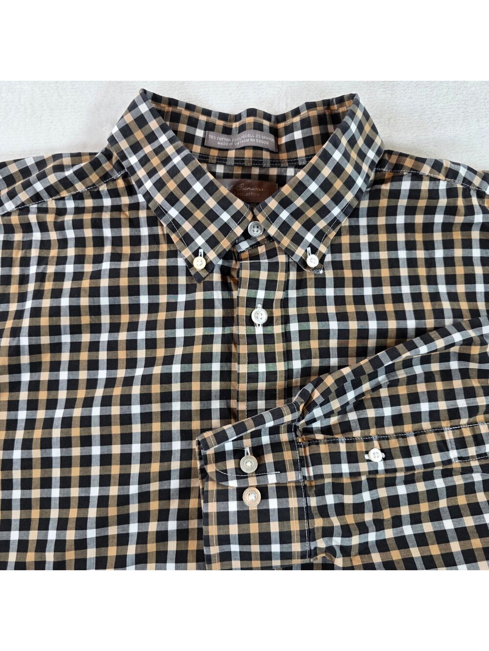 Daniel Cremieux Check Button-Up Shirt Men XL Brown Black Long Sleeve